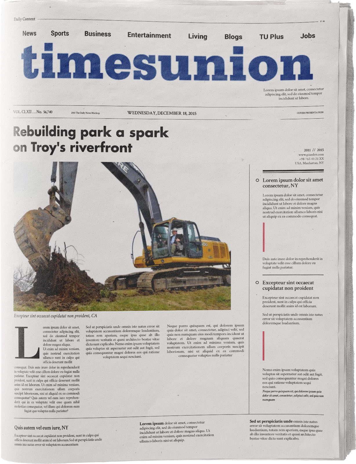 Crowe, Kenneth C II. “Rebuilding Park a Spark on Troy’s Riverfront” Times Union, Dec 27, 2011.